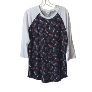 LuLaRoe Red, White, And Blue Randy Top Size Large NWT